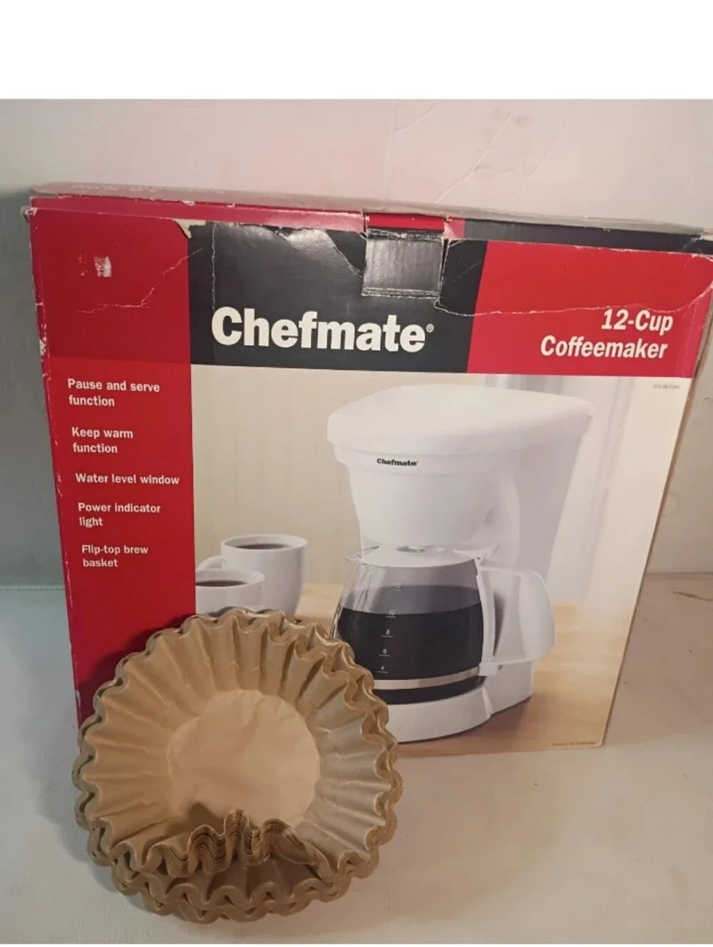 Chefmate 12-Cup Coffeemaker 2009 Target  072080180 White NOB + Filters